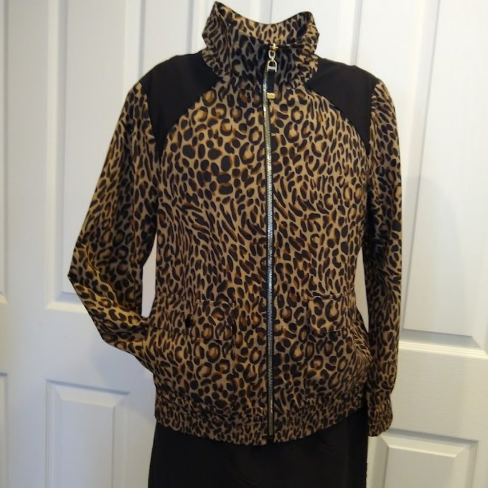 Chico's Animal Print Bomber Jacket size Medium